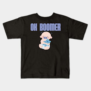 OK Boomer Slogan Millenial Meme Funny Baby Teddy Bear Gift Kids T-Shirt